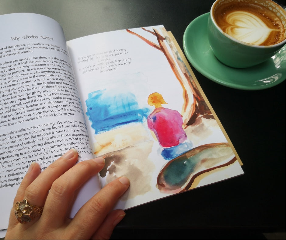 Reading "Create to Flow" at a cafe