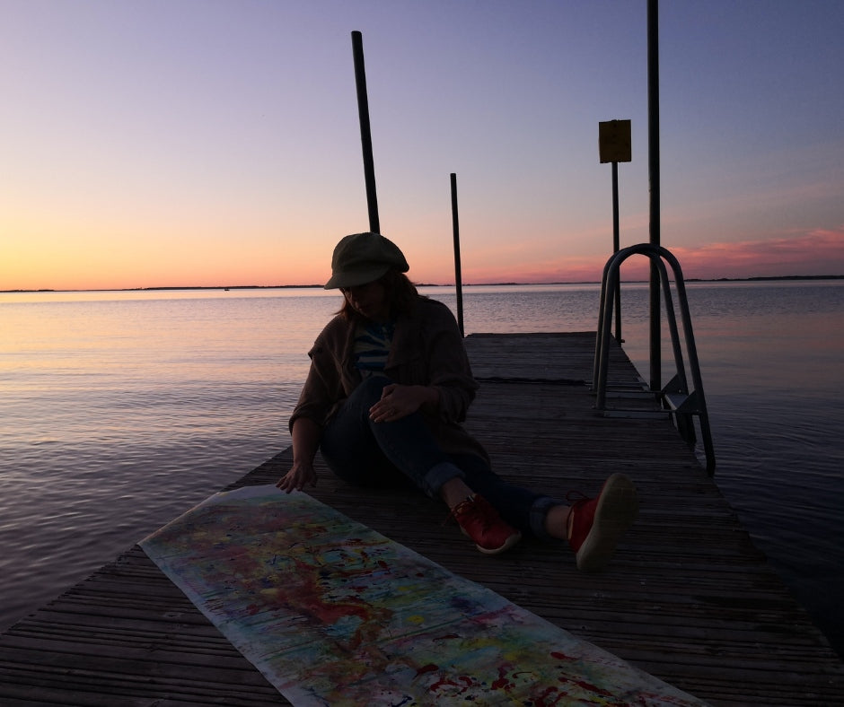 Creative meditation exercise sunset