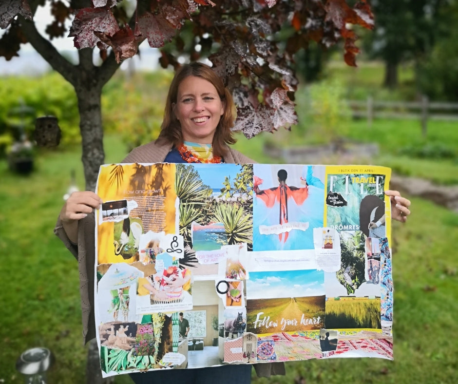Author of "Create to Flow" Ingela Johansson with her vision collage