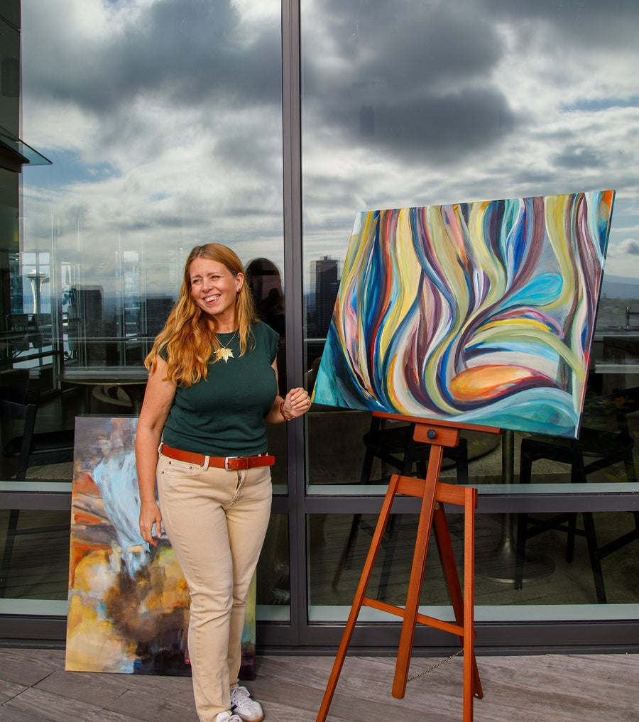 Artist Ingela Johansson preparing for Art Meet Seattle with Barlow Gallery