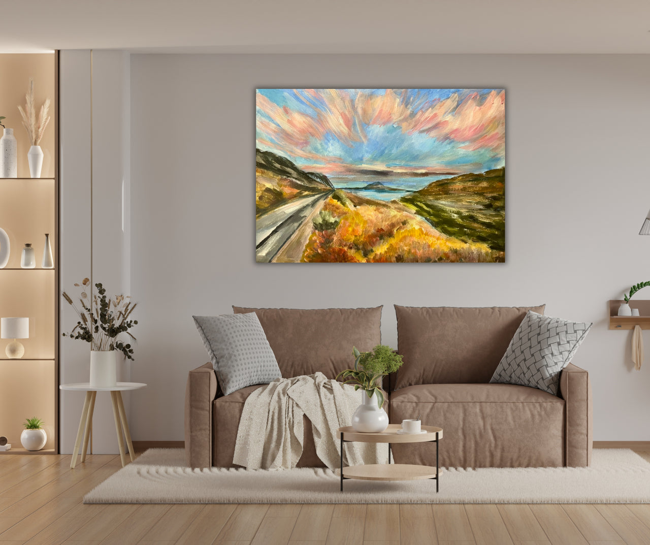 A new dawn canvas print by Swedish artist in interior