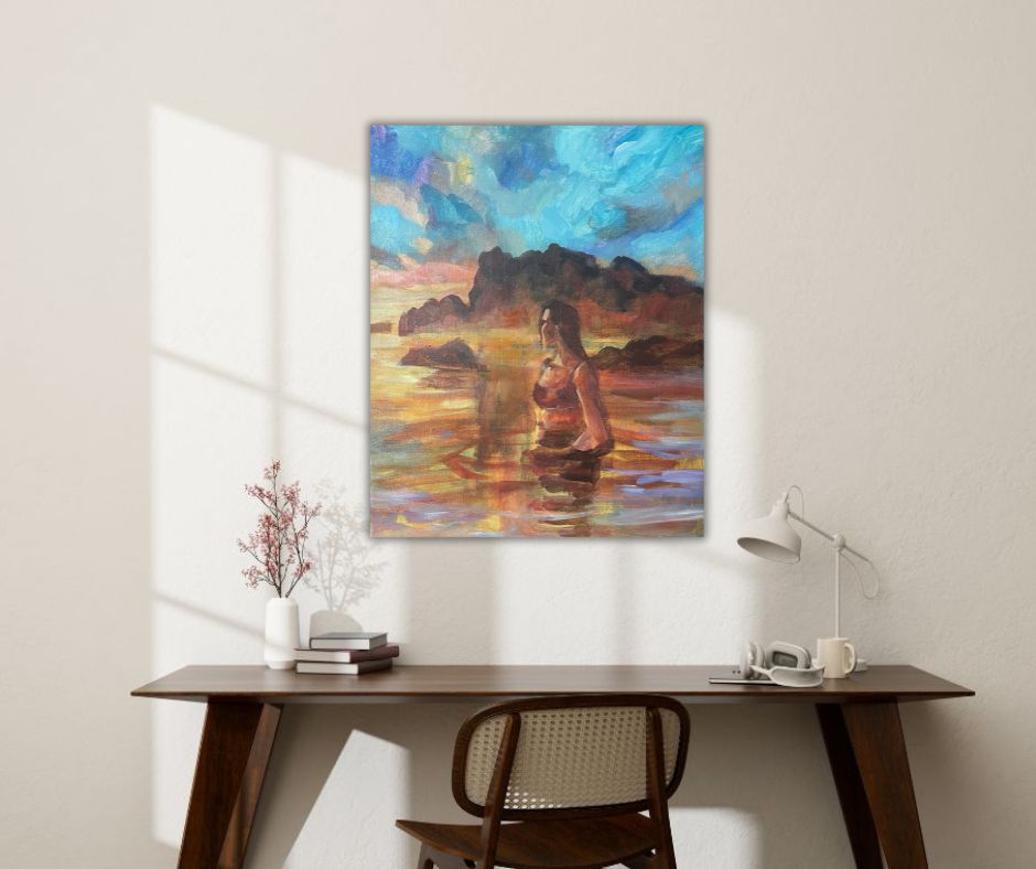 Bathing in golden light canvas print