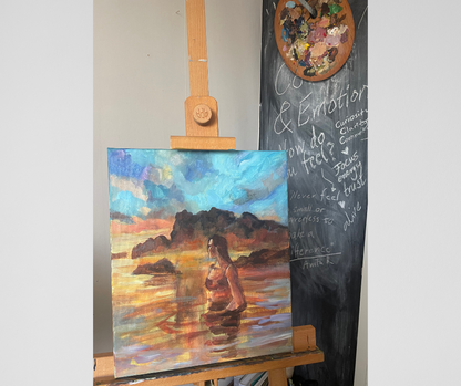 Bathing in golden light acrylc original painting on canvas