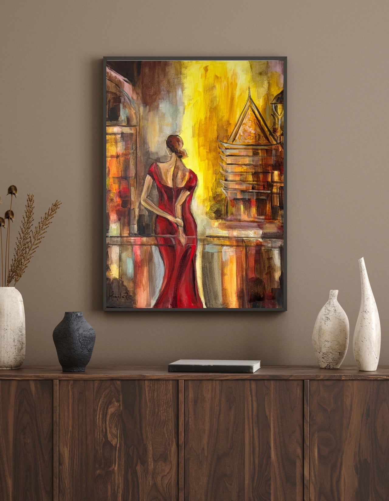 Beyond Holding and Letting Go fine art print on paper by Ingela Johansson in interior warm colors