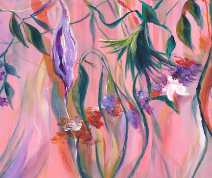 Unique "Bloom and Breath" fine art print, a semi-abstract floral piece in limited edition, blending Nordic minimalism and the fresh spirit of spring.