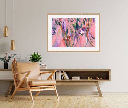"Bloom and Breath" – A unique floral fine art print by Swedish artist, available in limited edition, capturing the essence of spring in semi-abstract Nordic style.