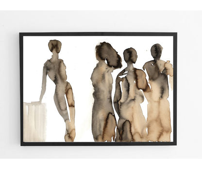 Exclusive Scandinavian art print "Coffee to Meet" – A high-quality fine art piece painted with coffee and ink, perfect for collectors of unique Swedish art.