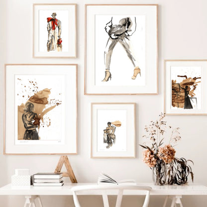 A collection of coffe art (painted with coffee ) by Ingela Johansson 