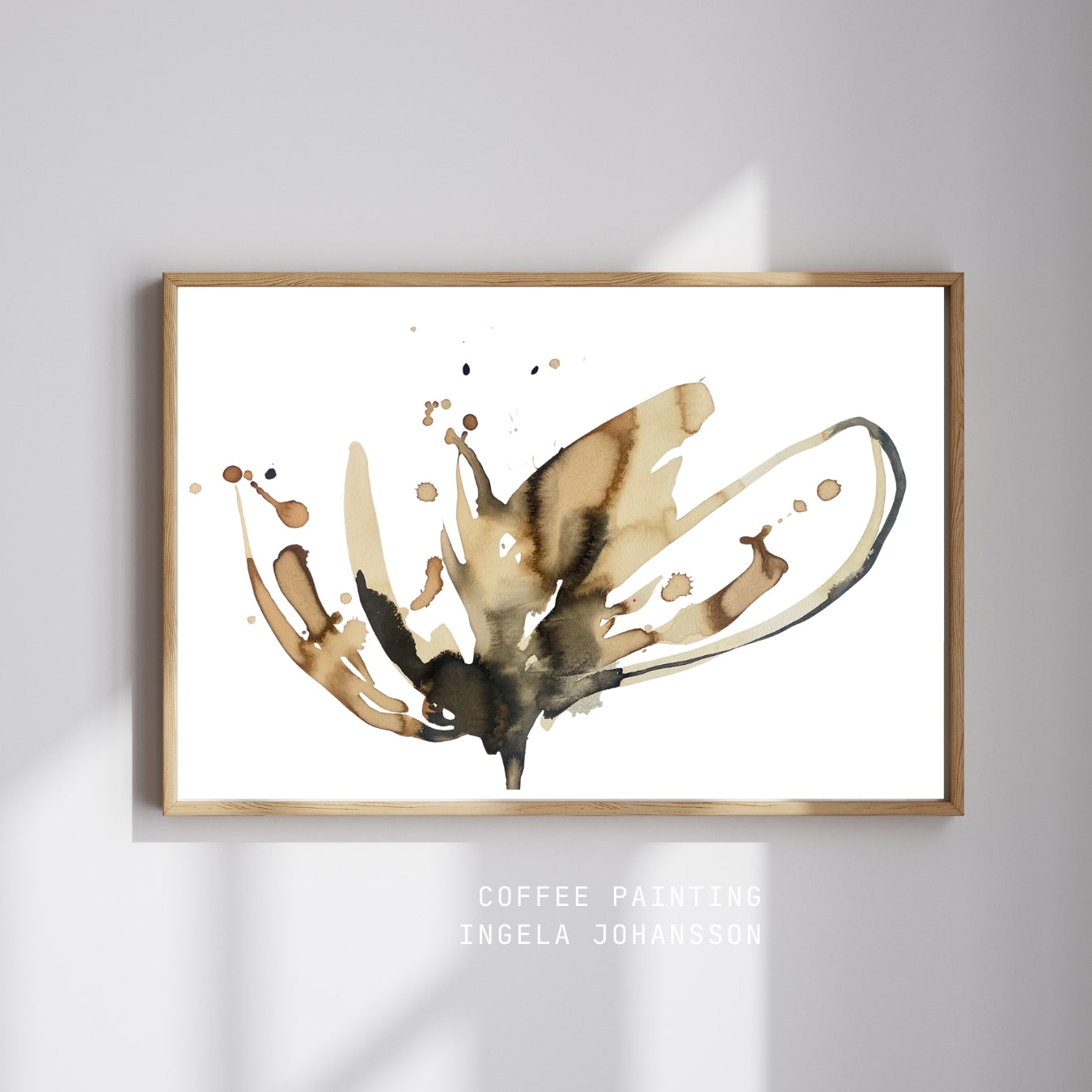 Painted with coffee and ink by Swedish artist Ingela Johansson titled Coffee to Bloom