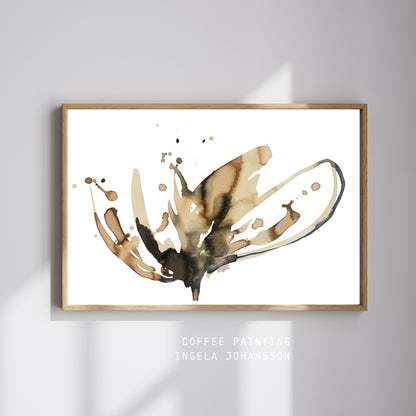 Painted with coffee and ink by Swedish artist Ingela Johansson titled Coffee to Bloom