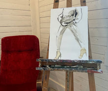 Coffee to Go on the easel at Gamla Kraftstationen painting by Ingela Johansson