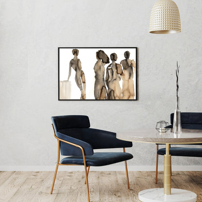 Coffee to Meet painted in coffee by Swedish artist Ingela Johansson in a contemporary minimalistic interior