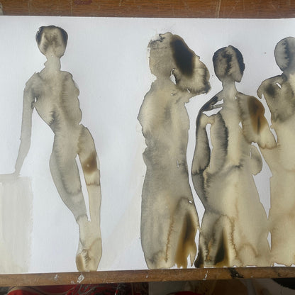 From the painting process of creating "Coffee to Meet" by Ingela Johansson 