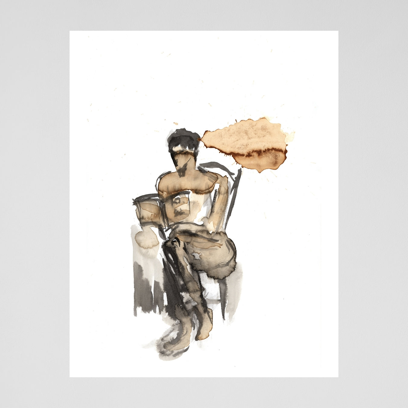 Coffee to Think painted with coffee and ink by artist Ingela Johansson