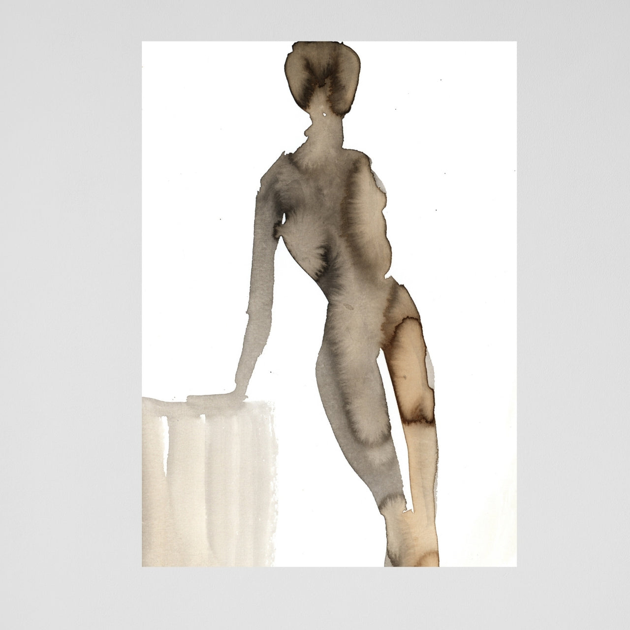 Painted with cofee and ink, title: "Coffee to Wait", artist Ingela Johansson, year 2024, medium: coffee and ink