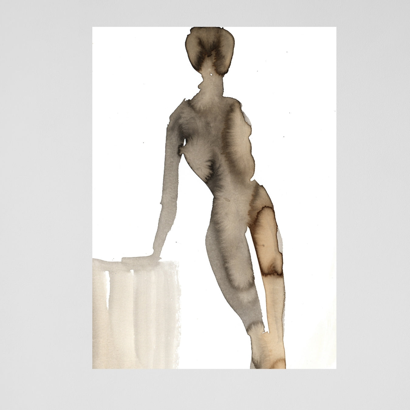 Painted with cofee and ink, title: "Coffee to Wait", artist Ingela Johansson, year 2024, medium: coffee and ink