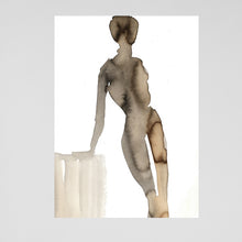 Painted with cofee and ink, title: "Coffee to Wait", artist Ingela Johansson, year 2024, medium: coffee and ink