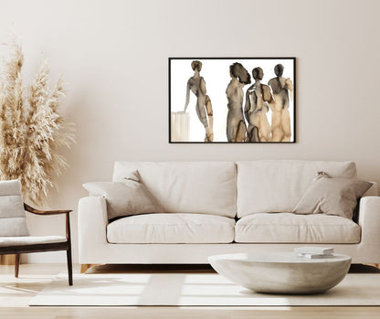 "Coffee to Meet" – A fine art print by Swedish artist Ingela Johansson, painted with espresso coffee and ink. Limited edition of 21.