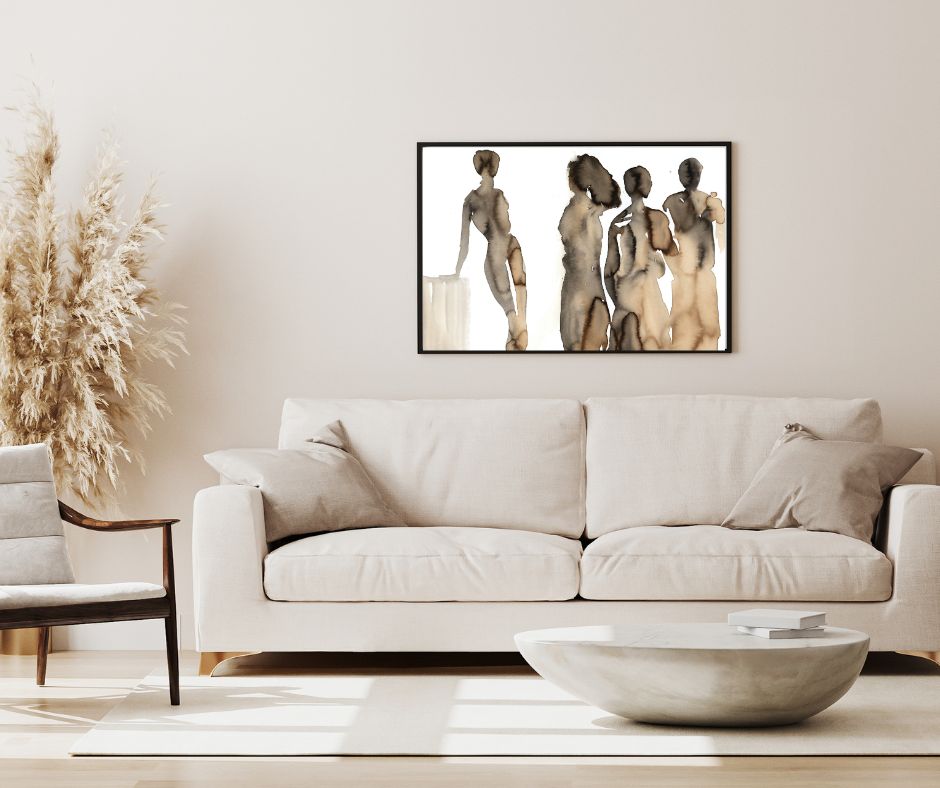 "Coffee to Meet" – A fine art print by Swedish artist Ingela Johansson, painted with espresso coffee and ink. Limited edition of 21.