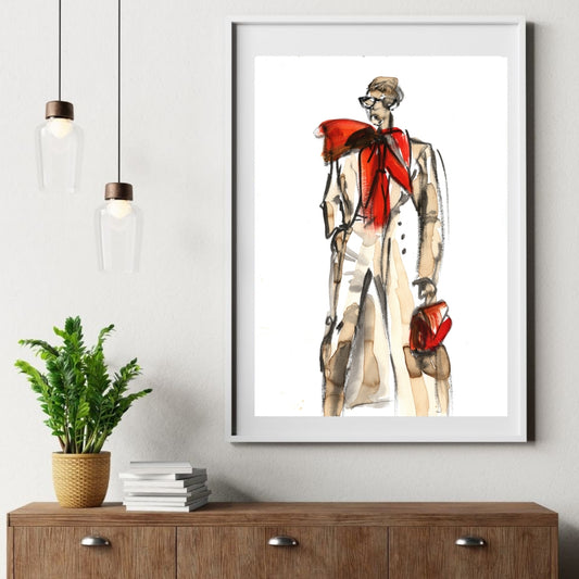 Coffee art limited edition print of a painting made by coffee and ink, artist Ingela Johansson, year 2024