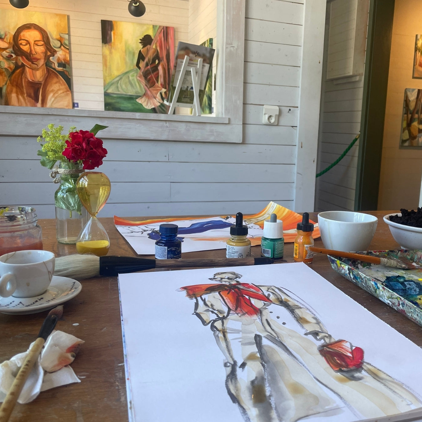 Painting process from making "Coffee to Shine" from Ingela Johansson