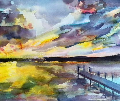 Close-up of the Colorplay at Dusk canvas print, highlighting its textured finish and bold brushstrokes as a fine art centerpiece