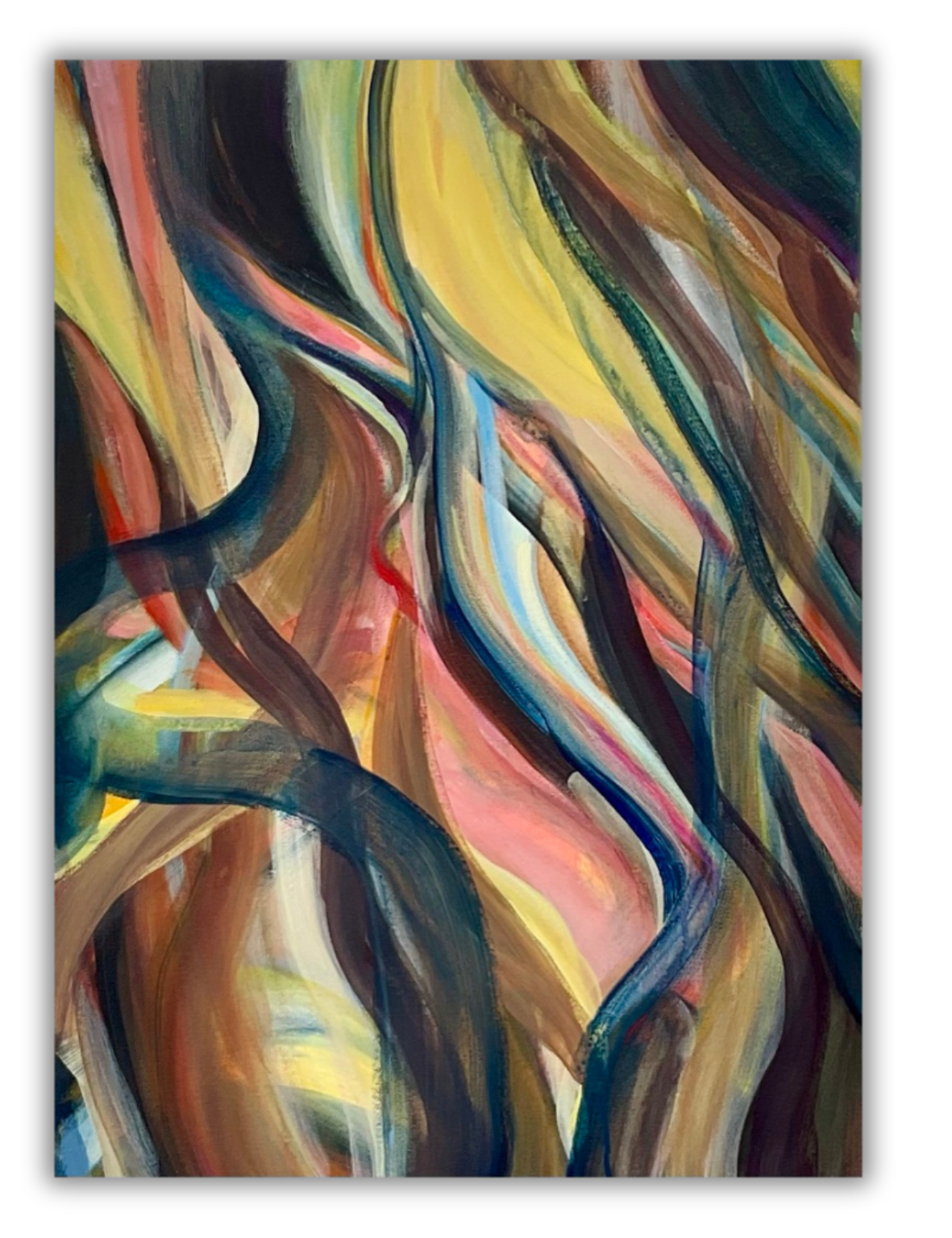 Abstract acrylic painting titled Connection by Nordic artist Ingela Johansson painted on a deep edge canvas