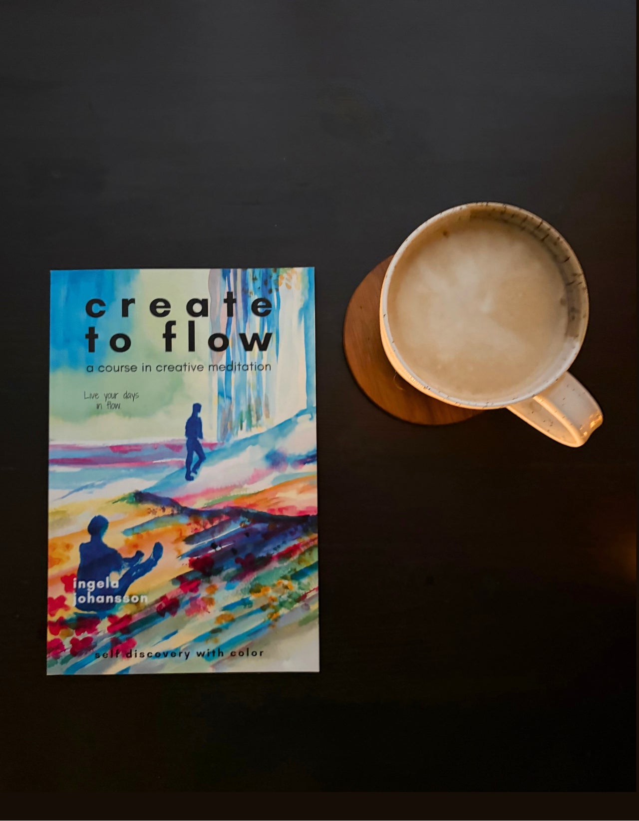 Create to Flow Paperback with coffee — A creative meditation practice by Ingela Johansson