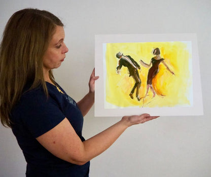 ‘Dancers’—a lively fine art print painted to music, embodying the essence of dance. Printed on 230g matte paper, limited to 21 editions.