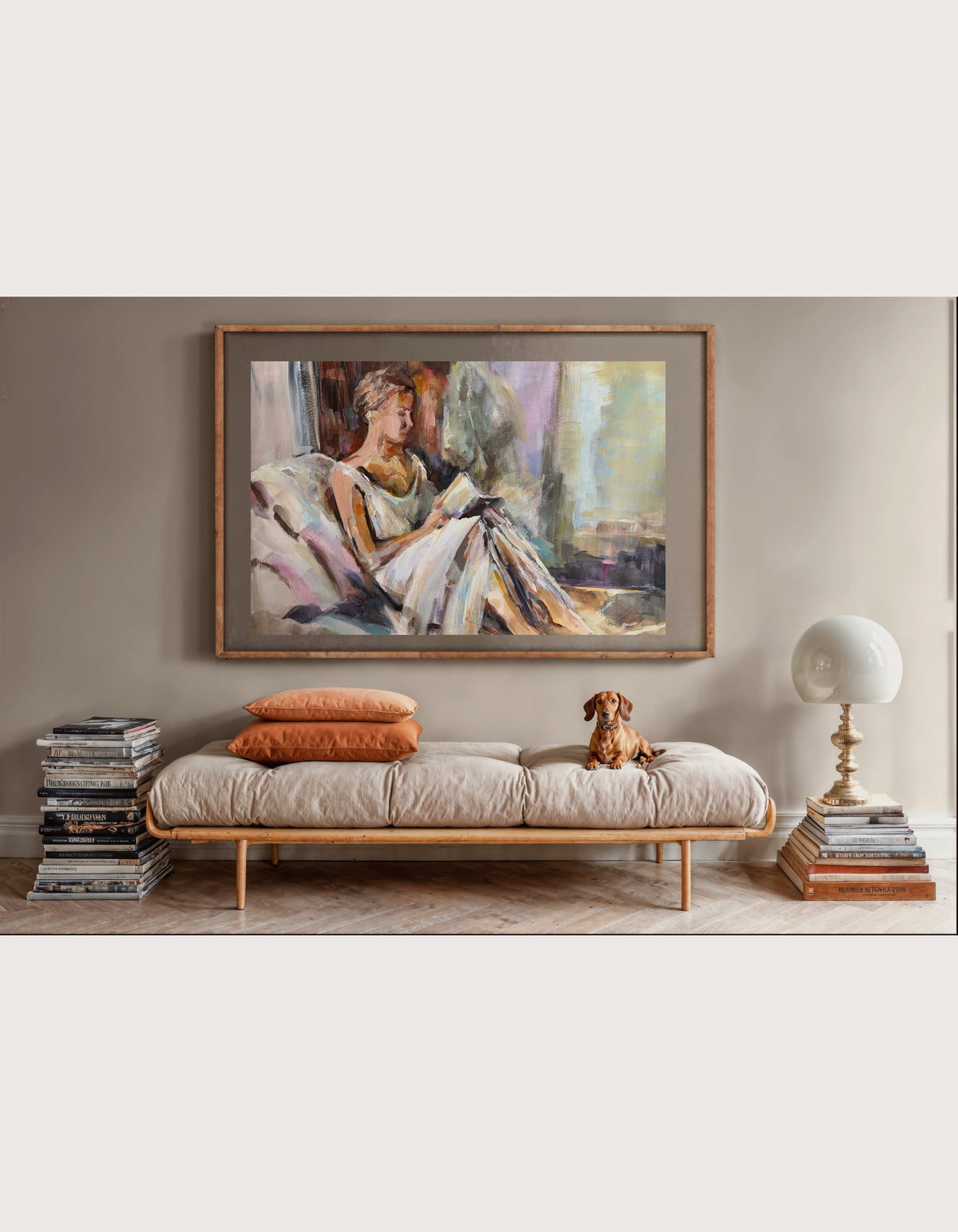 Dolce Far Niente fine art print by Swedish artist Ingela Johansson, framed on the wall in a home interior