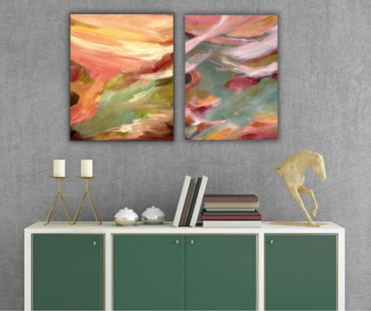 Dreamscape One, and two,tranquil nature-inspired abstract prints on canvas based on paintings by Ingela Johansson. Limited to and edition of 21 pcs