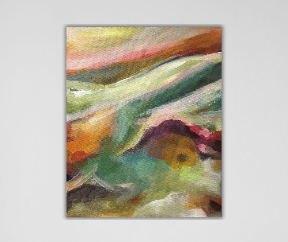 Discover tranquility with Dreamscape Three by Ingela Johansson. Limited edition (21 pcs) nature-inspired abstract canvas, sustainably crafted, ready to hang.