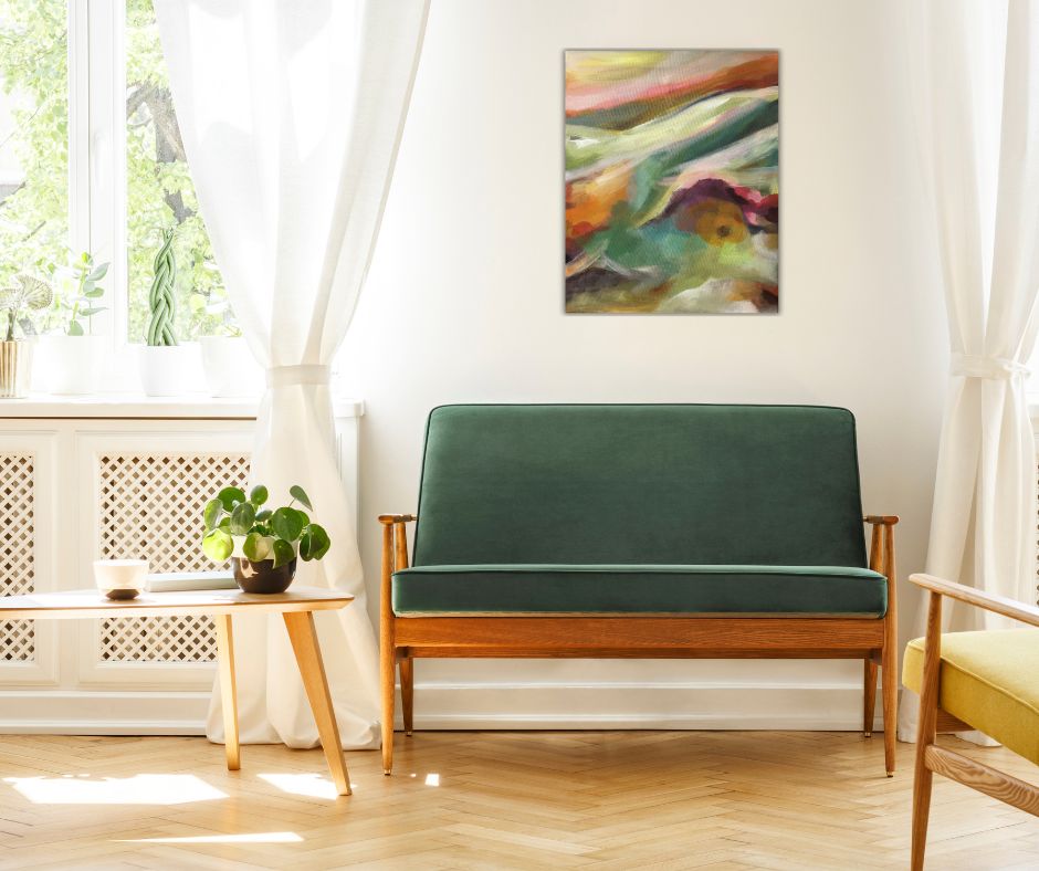 Dreamscape Three by artist Ingela Johansson: Nature-inspired abstract art. Limited to 21 prints, sustainable canvas, ready to hang. Certification included