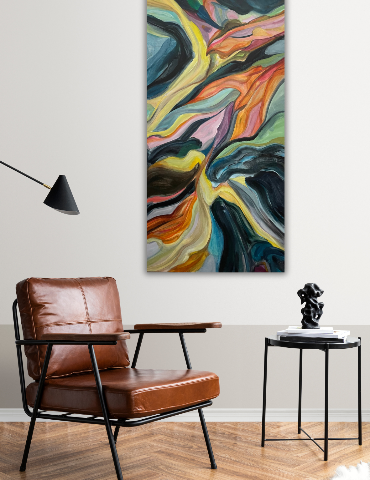Echoes of the Heartland by Ingela Johansson abstract acrylic painting in interior