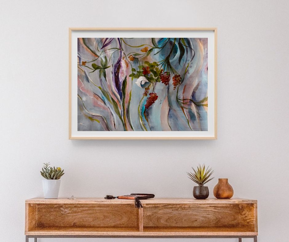 "Ethereal Bloom" – A unique, limited edition floral fine art print that embodies Nordic minimalism, with soft hues and abstract shapes inspired by spring.