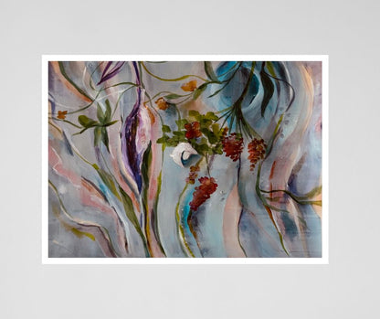 Limited edition fine art print "Ethereal Bloom," a semi-abstract botanical artwork by a Swedish artist, capturing the essence of spring’s quiet beauty.