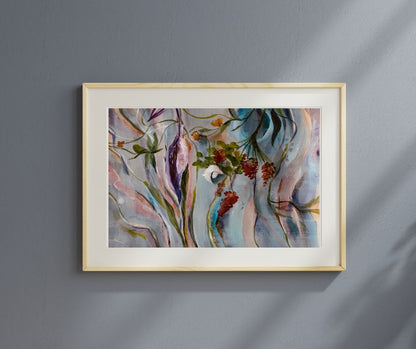 "Ethereal Bloom" – A limited edition floral fine art print, designed in a semi-abstract Nordic style by Swedish artist, capturing the delicate essence of spring.