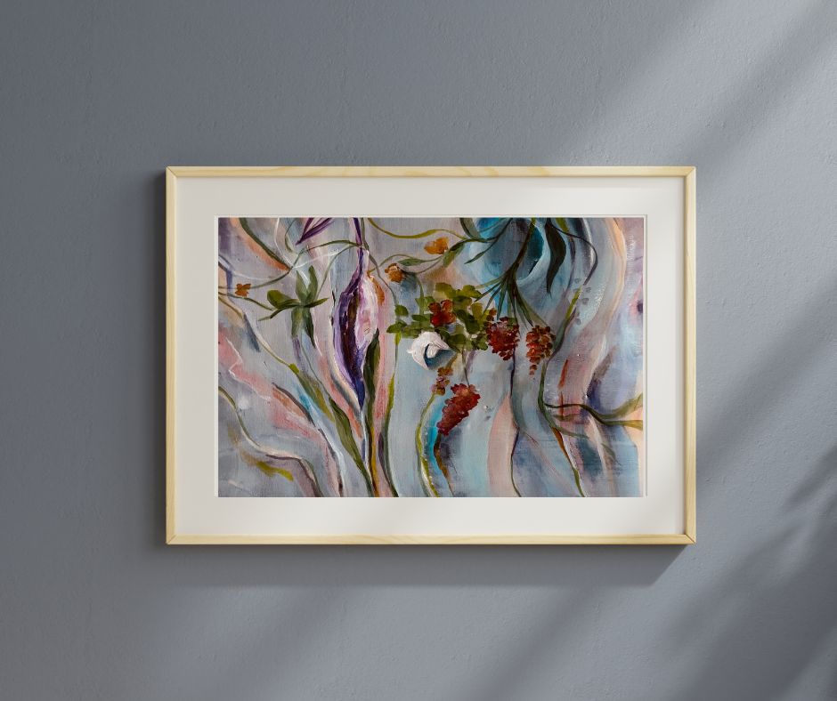 "Ethereal Bloom" – A limited edition floral fine art print, designed in a semi-abstract Nordic style by Swedish artist, capturing the delicate essence of spring.