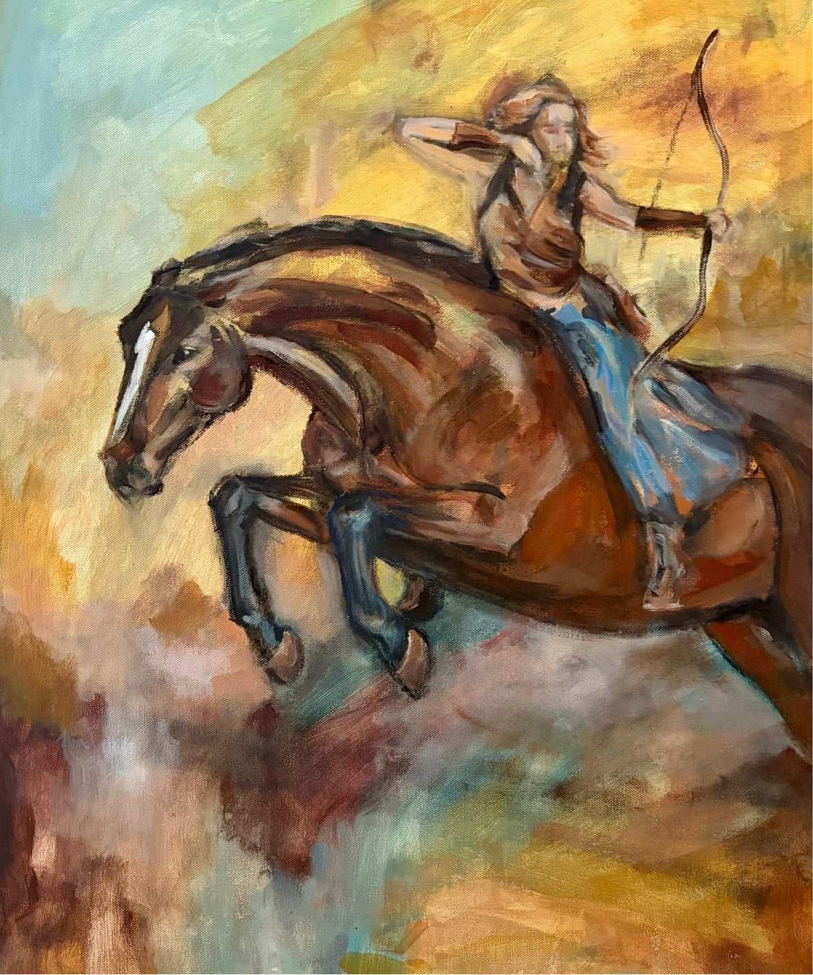 Firehorse, artwork in acryclic by Ingela Johansson on canvas 
