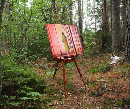Forest of color at painting location by artist Ingela Johansson