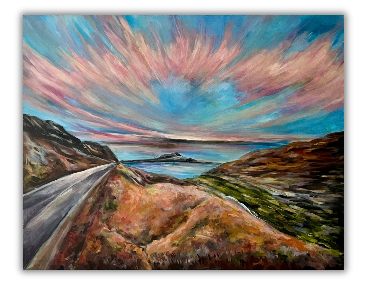 Goodmorning semi abstract landscape painting by Ingela Johansson