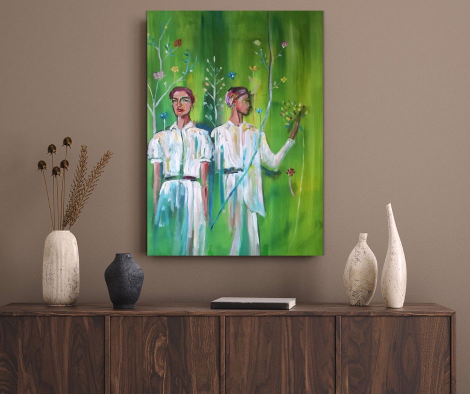 "Green Transformation" as a limited edition canvasprint by Nordic artist Ingela Johansson 