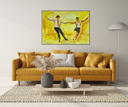 Inspiration Photo of "Happy" in a Modern Living Room: The artwork displayed in a stylish living room, illustrating how it can brighten up a contemporary space.