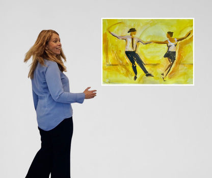 Fine Art Print of "Happy" from the Dancers Collection: A vibrant print showcasing  figures in motion, capturing the  joy of dance. Artist Ingela Johansson