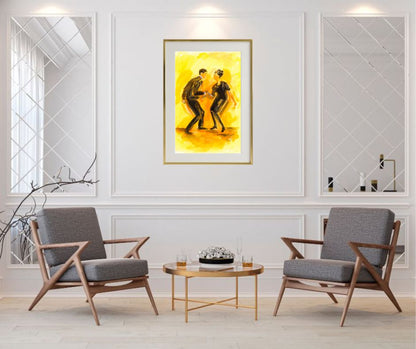Framed 'I Want to Hold Your Hand' artwork with black passepartout, adding a bold and modern touch to any space.