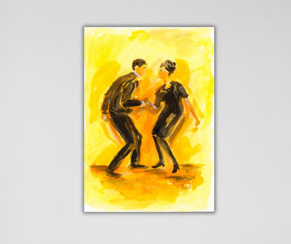 Canvas print of 'I want to hold your hand' by artist Ingela Johansson, showcasing dancers in motion.