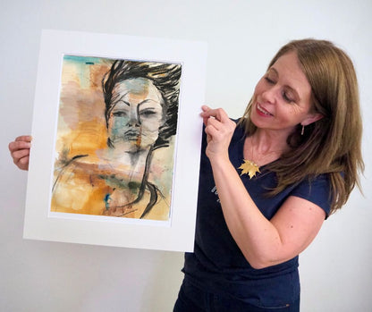 "Ignite" semi abstract portrait in a landscape with artist Ingela Johansson