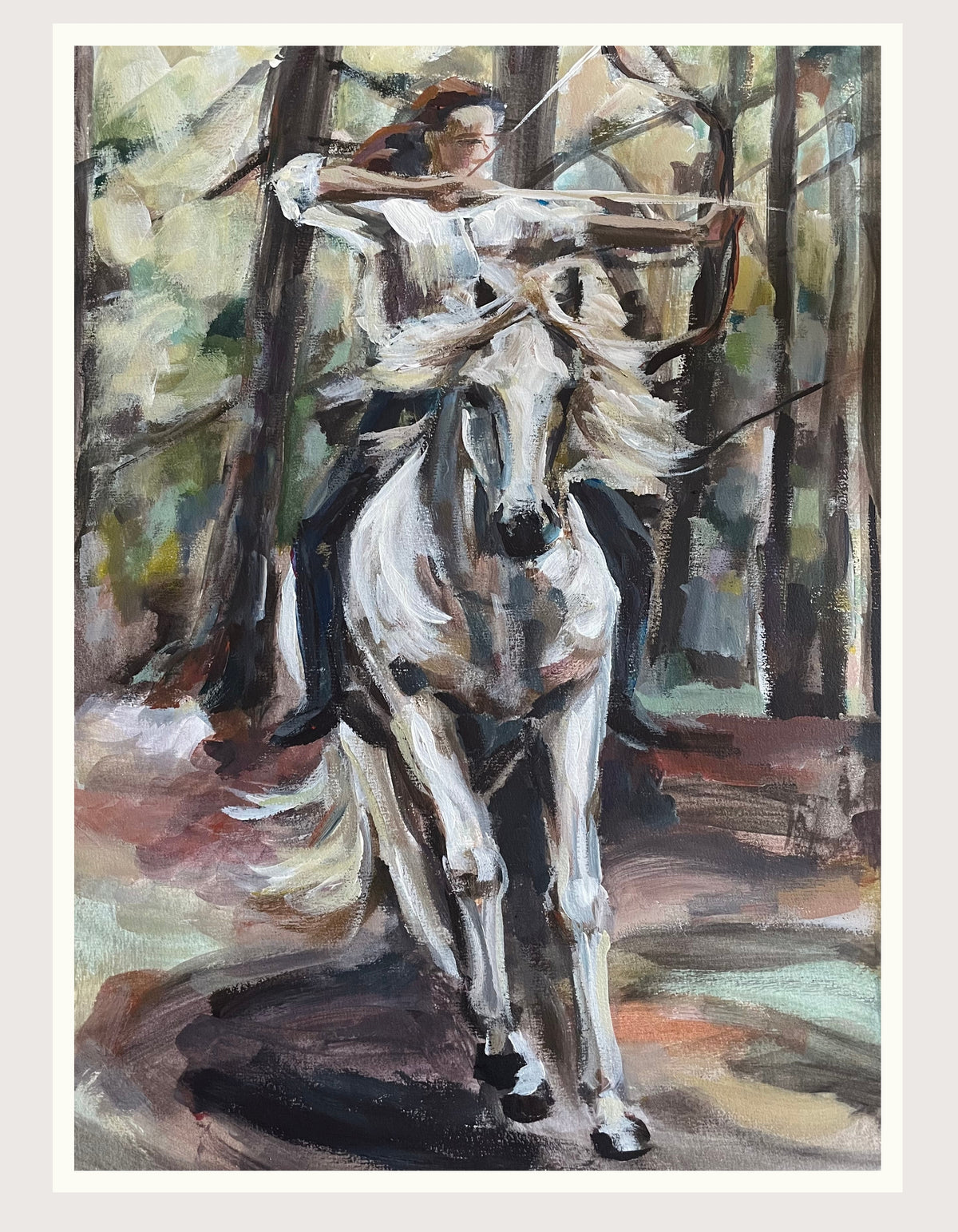 Into the Clearing fine art print by Swedish artist Ingela Johansson with a white border, unframed – a story about total focus and moving in synchronicity