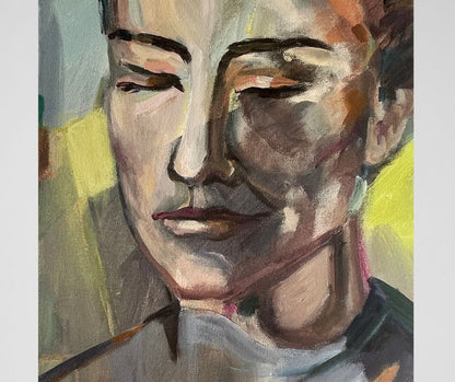 Intuned expressive painting by Ingela Johansson as a close up