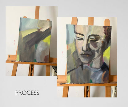 Painting process of Intuned by artist Ingela Johansson